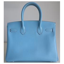 Hermès-Sac Hermes Birkin 30 bleu céleste-Bleu