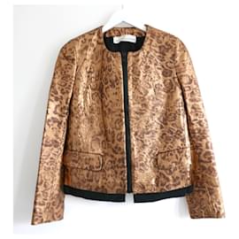 Golden Goose-Gold Goose gold leopard print leather jacket-Golden