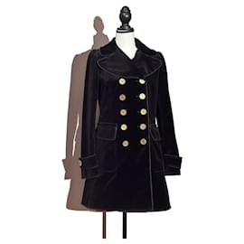 Dolce & Gabbana-Velvet trench coat-Black