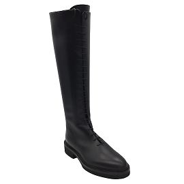 Khaite Black Lace-Up Knee-High Leather Riding Boots Black