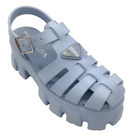 Prada-Prada Light Blue Classic Foam Rubber Sandals-Blue