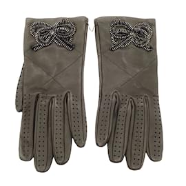 Chanel Black Quilted Lambskin Beaded CC Fingerless Gloves Silver Hardware, 2010s (Like New), Apparel