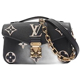 Louis Vuitton-Louis Vuitton Pochette Metis East West Bag Noir Beige Grained Leather-Beige