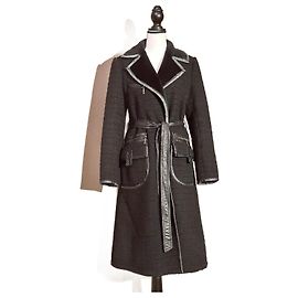 Cappotto Balmain, Tweed e pelliccia sintetica Nero