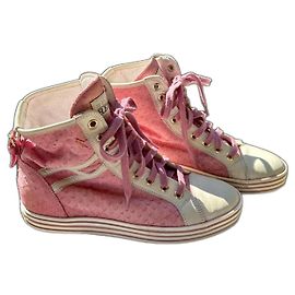 Tênis Hogan Rebel em couro branco e rosa Rosa Branco