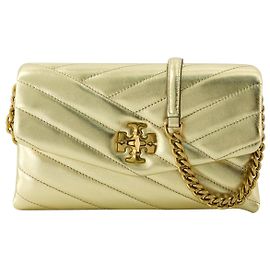 Cartera Kira Chevron con cadena - Tory Burch - Cuero - Oro Dorado Metálico