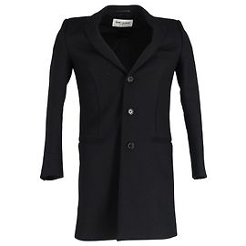 Cappotto Chesterfield Saint Laurent in lana nera Nero