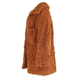 Stella Mc Cartney-Stella McCartney Shearling Josephine Coat In Brown Faux Fur-Brown,Red