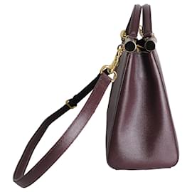 Dolce & Gabbana-Dolce & Gabbana Dauphine Sicily Top Handle Bag in Burgundy Leather -Dark red