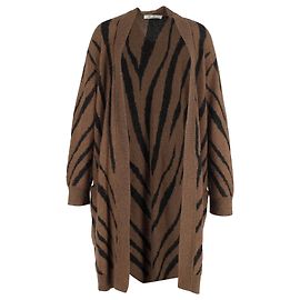 Max Mara Strickjacke aus Mohairmischung mit Zebramuster in braunem Mohair Braun