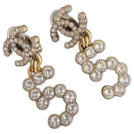 Chanel-clipes Não.5 bronze e strass-Bronze
