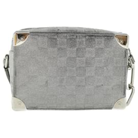 Louis Vuitton-LOUIS VUITTON Mini bolso baúl suave Damier Glitter Plata M59726 LV Auth 51371EN-Plata
