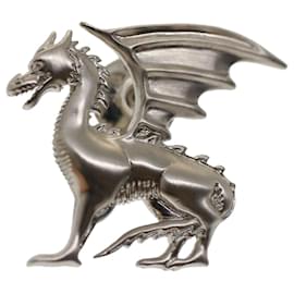 Hermès-Broche de Dragão HERMES Metal Prata Autenticação7410-Prata