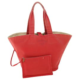 Hermès-HERMES Panniedo Plage Tote Bag Canvas Red Auth bs7474-Red
