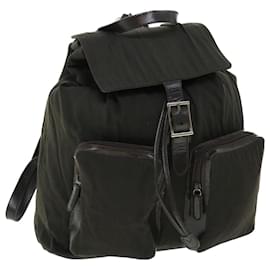 Gucci-GUCCI Backpack Nylon Leather Khaki Auth bs7624-Khaki