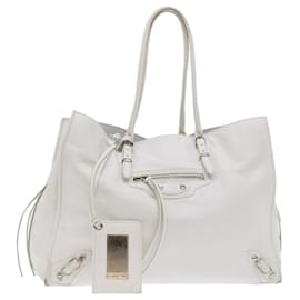 Balenciaga-BALENCIAGA Bolso de Mano de Papel Piel Blanco 432596 base de autenticación7729-Blanco