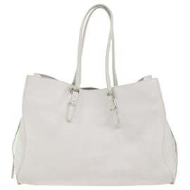 Balenciaga-BALENCIAGA Paper Hand Bag Leather White 432596 Auth bs7729-White