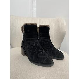 Chanel-CHANEL  Ankle boots T.eu 37.5 Suede-Black