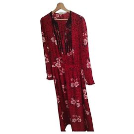 Zadig & Voltaire Rotes Seidenlanges Kleid Rot