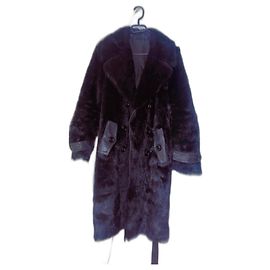 Autre Marque Casaco de pele e couro preto Preto