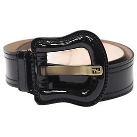 Fendi Schwarzer Lackledergürtel Schwarz