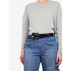 Fendi-Black patent leather belt-Black