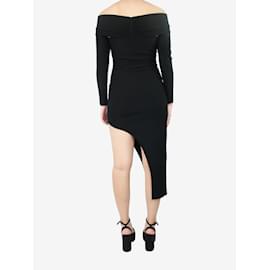 Autre Marque-Schwarzes drapiertes schulterfreies Kleid mit hohem Seitenschlitz – Größe S-Andere