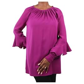 Autre Marque-Purple long ruffle-sleeved blouse - size L-Purple