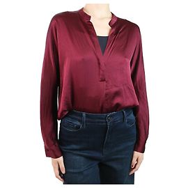 Vince Burgunderrotes Langarmshirt mit V-Ausschnitt – Größe M Rot
