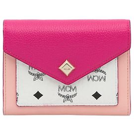 MCM Pink Visetos Colorblock Love Trifold Wallet Pink