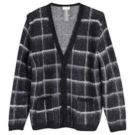 Saint Laurent-Cardigan imprimé Saint Laurent en Mohair Noir-Noir