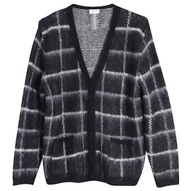 Saint Laurent Printed Cardigan in Black Mohair Black