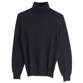 Maison Martin Margiela Maison Margiela Leather Elbow Patch Turtleneck Sweater in Black Wool Black