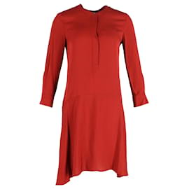 Theory-Langärmliges A-Linien-Minikleid „Theory“ aus roter Seide-Rot