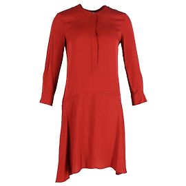 Theory Minivestido evasê de manga comprida em seda vermelha Vermelho