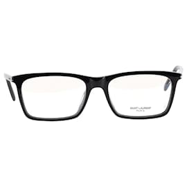 Saint Laurent-Saint Laurent Rectangular Frame Optical Glasses in Black Acetate-Black