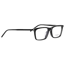 Saint Laurent-Saint Laurent Rectangular Frame Optical Glasses in Black Acetate-Black