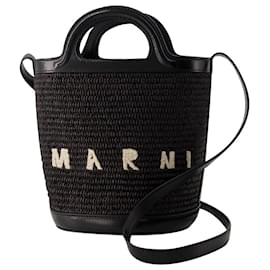 Marni-Tropicalia Mini Bucket Handbag - Marni - Leather - Black-Black
