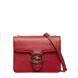 Gucci-Small Interlocking G Leather Crossbody Bag 510304-Red