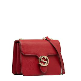 Gucci-Petit sac à bandoulière en cuir avec G entrelacés 510304-Rouge