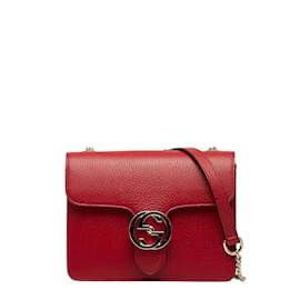 Gucci-Petit sac à bandoulière en cuir avec G entrelacés 510304-Rouge