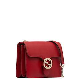 Gucci-Small Interlocking G Leather Crossbody Bag 510304-Red