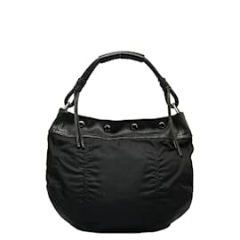 Prada-Tessuto & Leather Shoulder Bag-Black