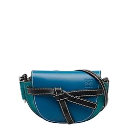 Loewe-Bolso bandolera mini Gate de piel-Azul