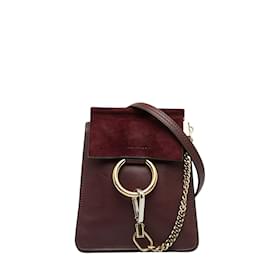 Chloé-Leather Mini Faye Crossbody Bag-Red