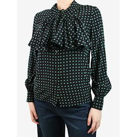 Céline-Camicia in seta nera con cravatta a pois - taglia UK 8-Nero