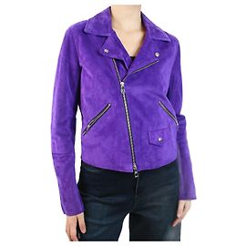 Loewe Purple suede biker jacket - size UK 12 Other