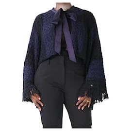 Chanel-Cardigan a righe viola in maglia corta - taglia UK 14-Porpora