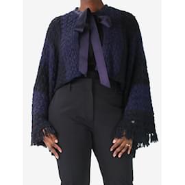 Chanel-Purple cropped knit striped cardigan - size UK 14-Purple