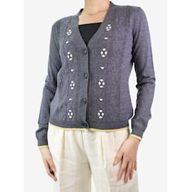Miu Miu-Grey embroidered wool cardigan - size UK 12-Grey